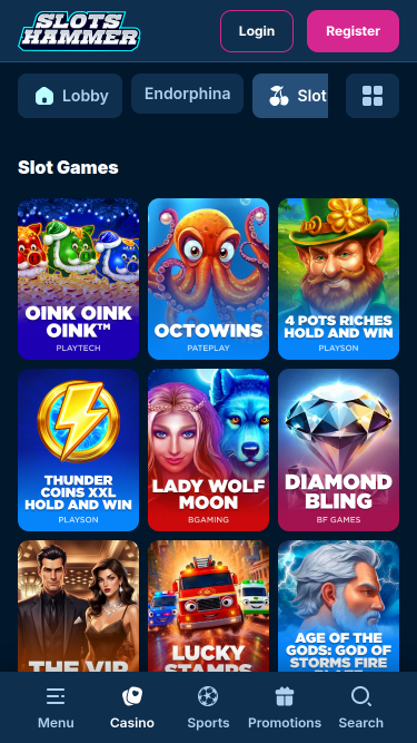 Jeux mobiles du casino SlotsHammer