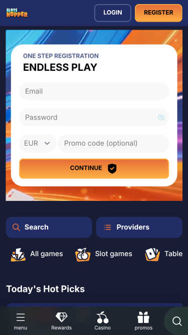 SlotsHopper Casino Homepage