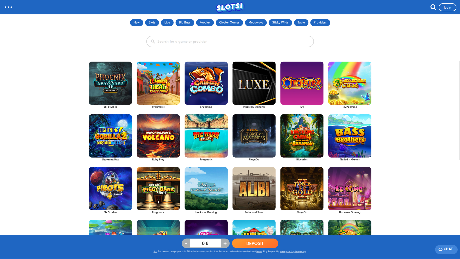 Juegos de Slotsi Casino en escritorio