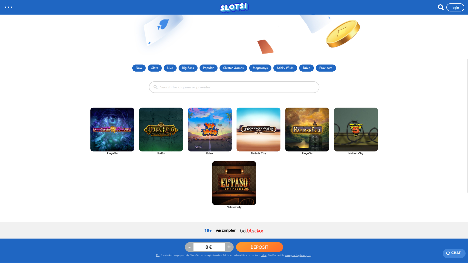 Comodines fijos de Slotsi Casino en escritorio