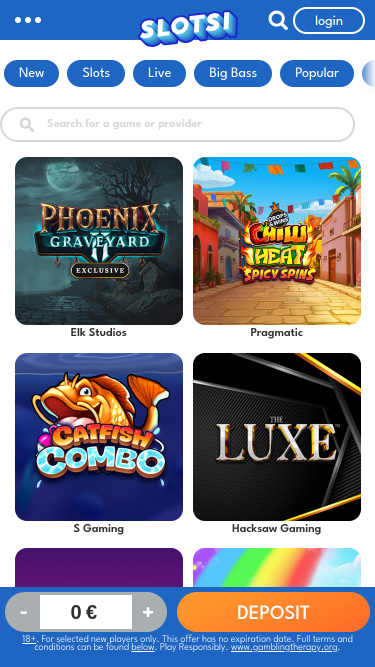 Juegos móviles de Slotsi Casino