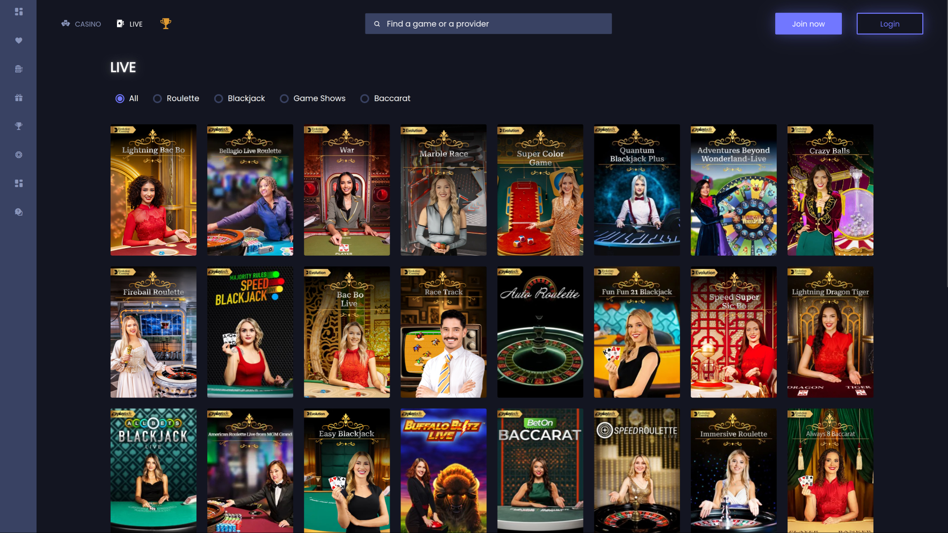 Slotsite.com Casino Desktop-Live-Dealer
