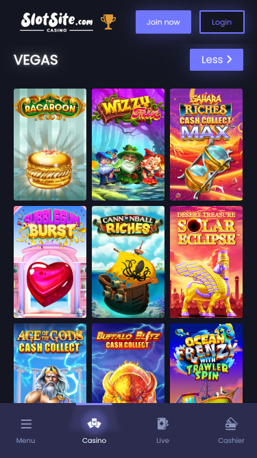 Slotsite.com Casino mobile Vegas-Spiele