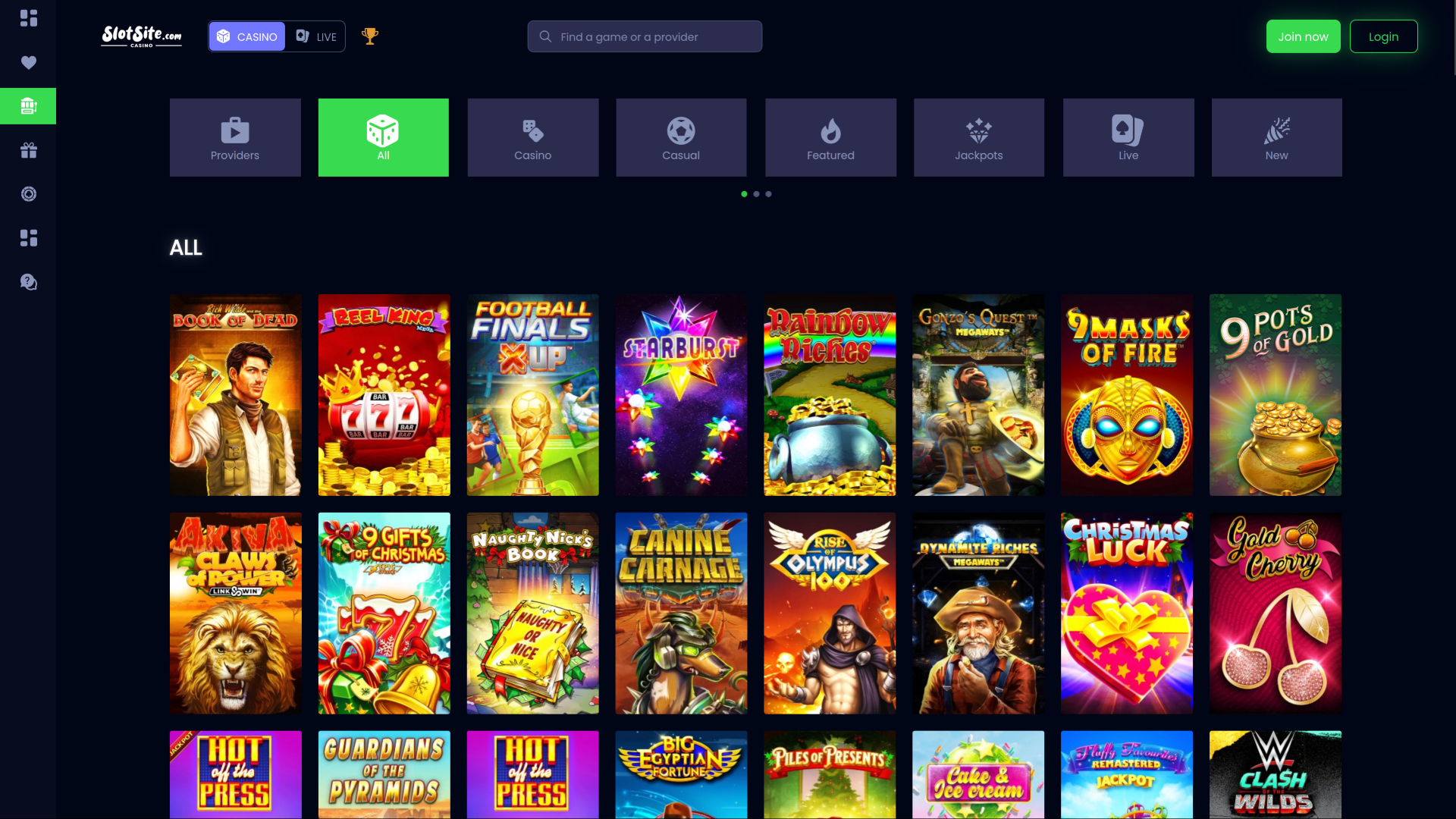 SlotSite.com Casino Desktop Games