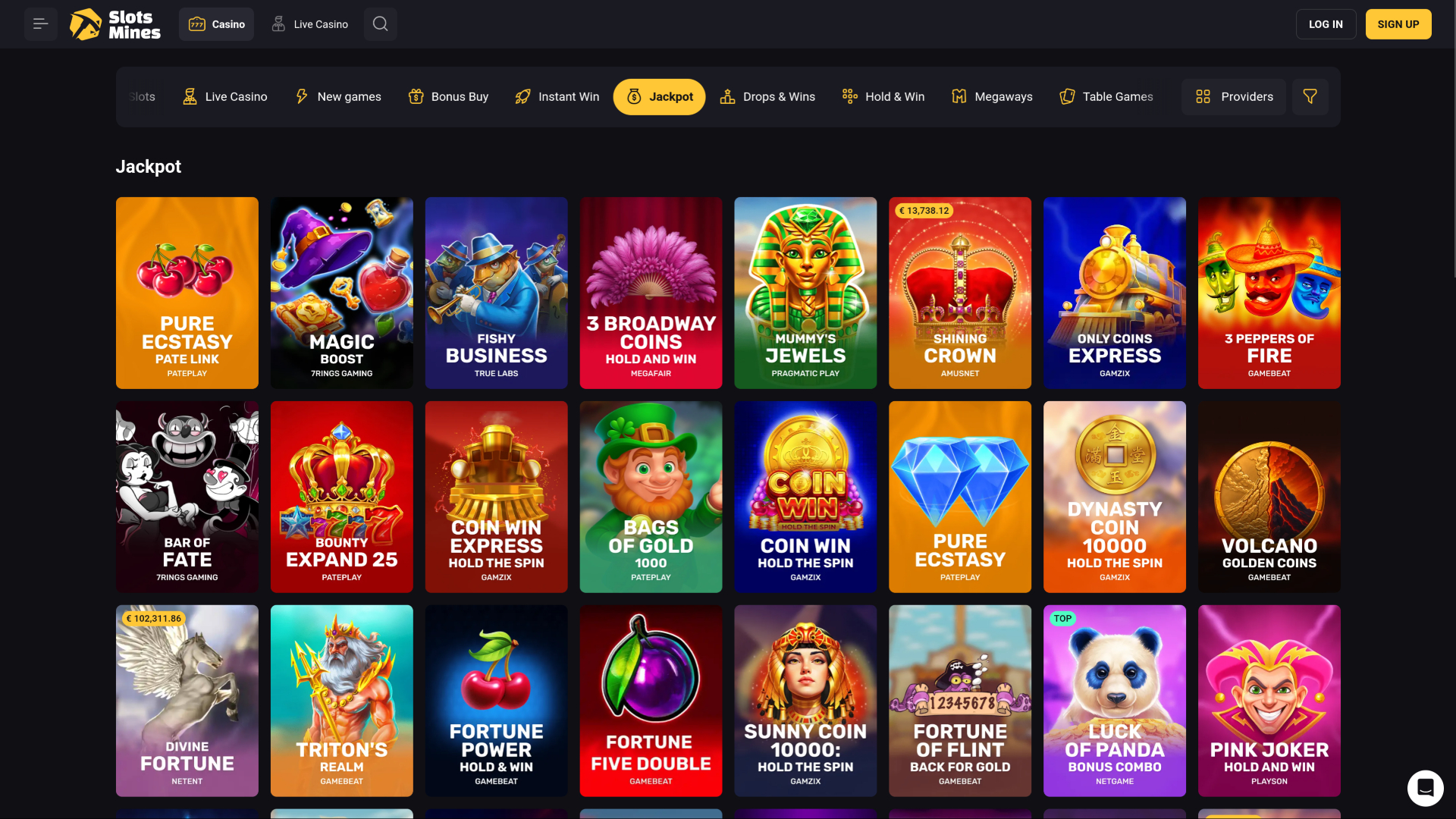 Slotsmines Casino Desktop Jackpot