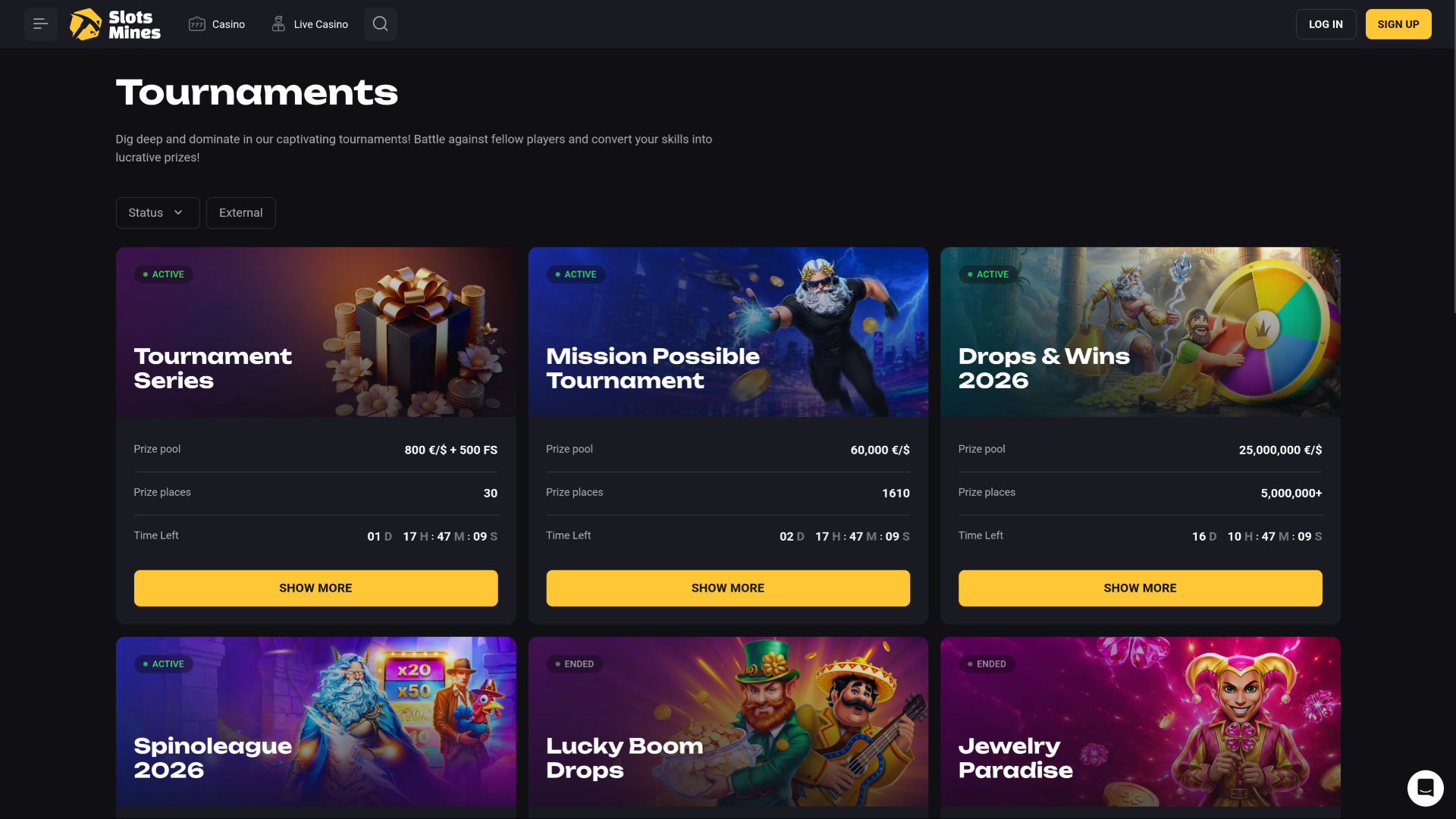 Slotsmines Casino Desktop Tournaments