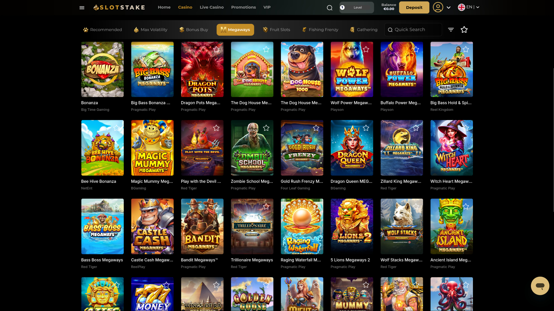 Desktop-Megaways von SlotStake Casino