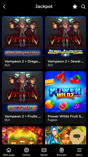 Page mobile du jackpot du Casino SlotStake