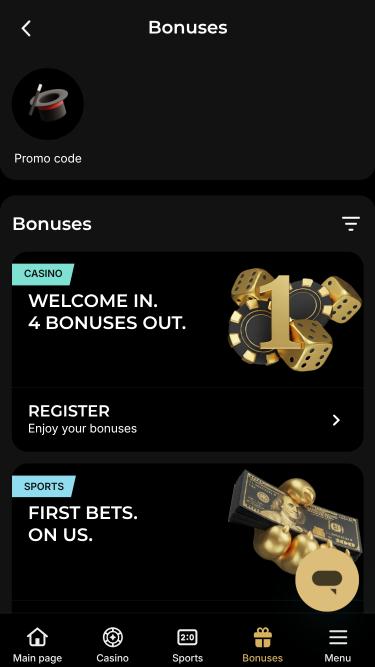 Page mobile des promotions du casino SlotStake