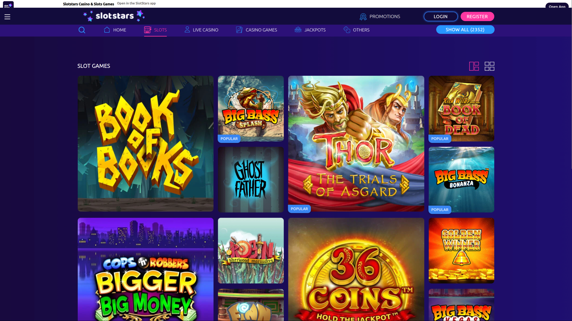 SlotStars Casino Desktop-Spiele
