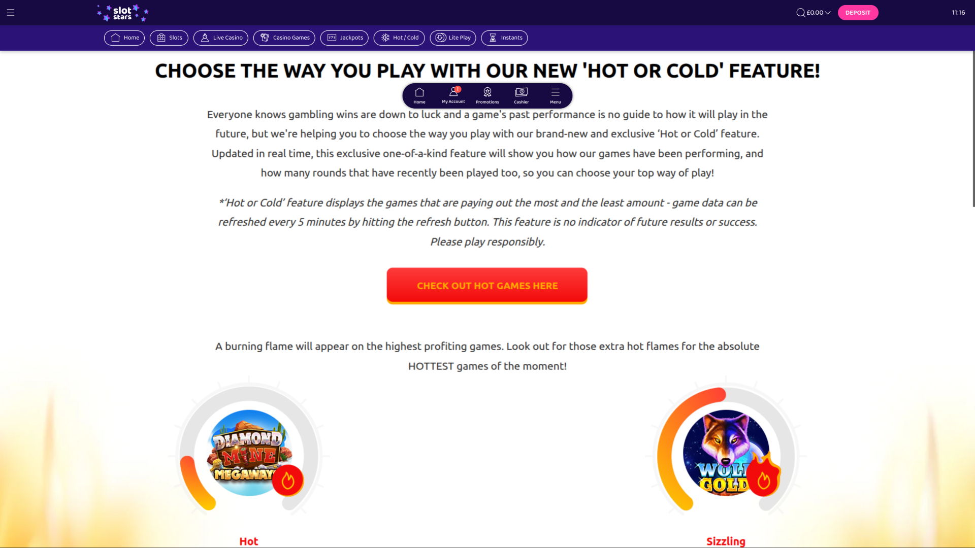 SlotStars Casino Desktop Hot oder Cold