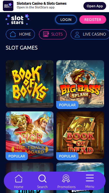 SlotStars Casino mobile Spiele