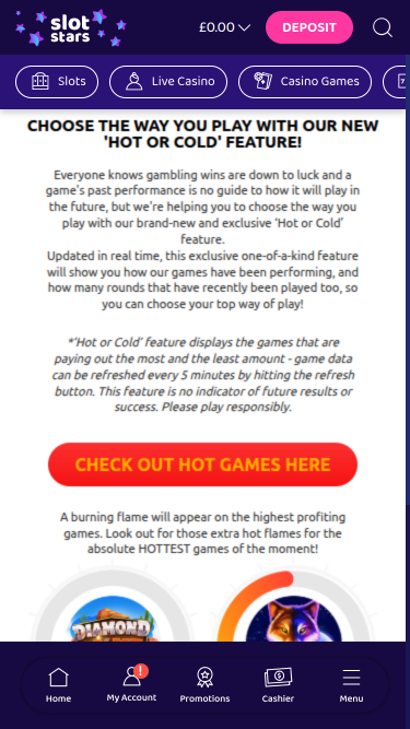 SlotStars Casino mobile Hot oder Cold