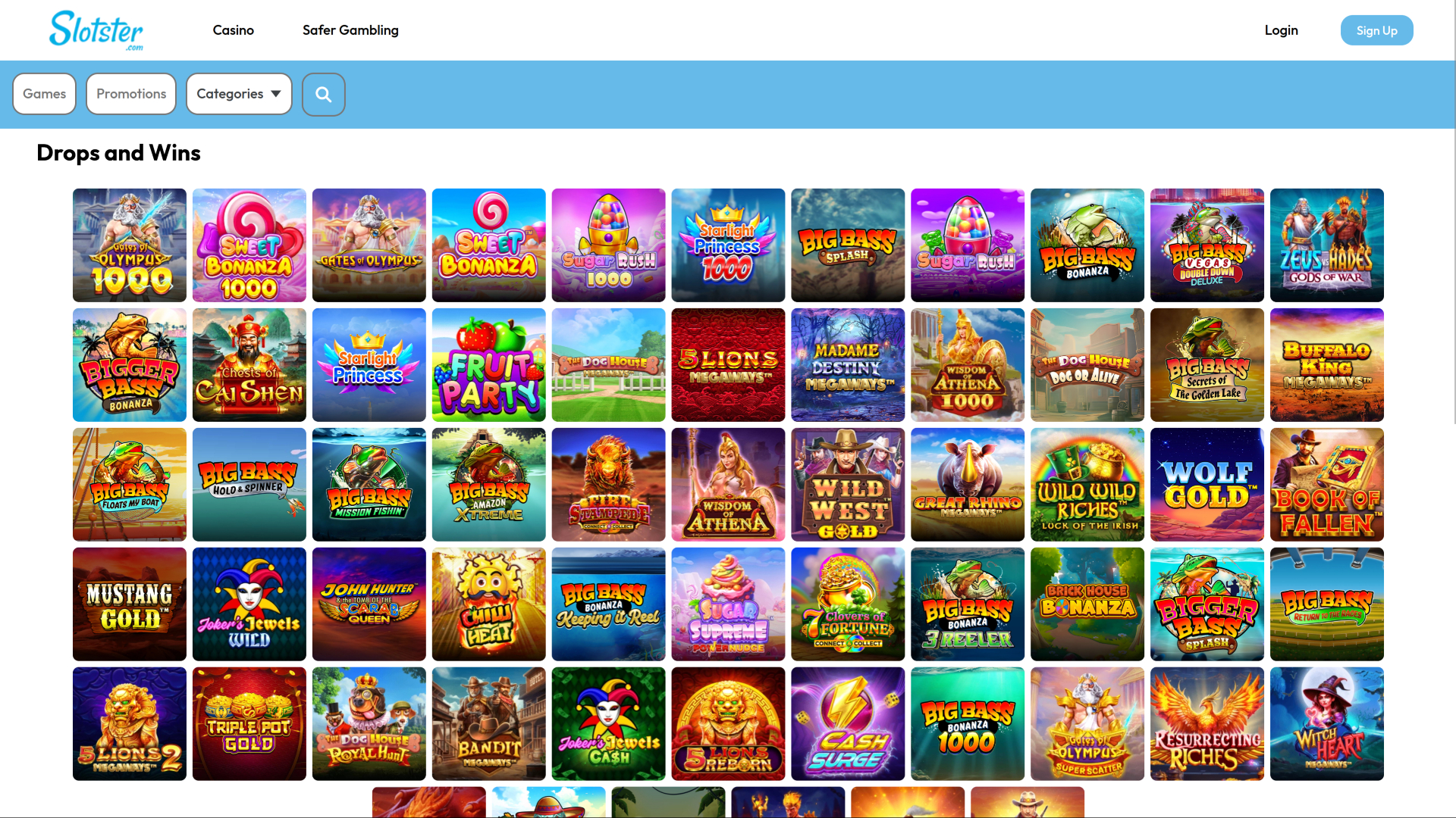 Slotster Casino Desktop-Drops and Wins