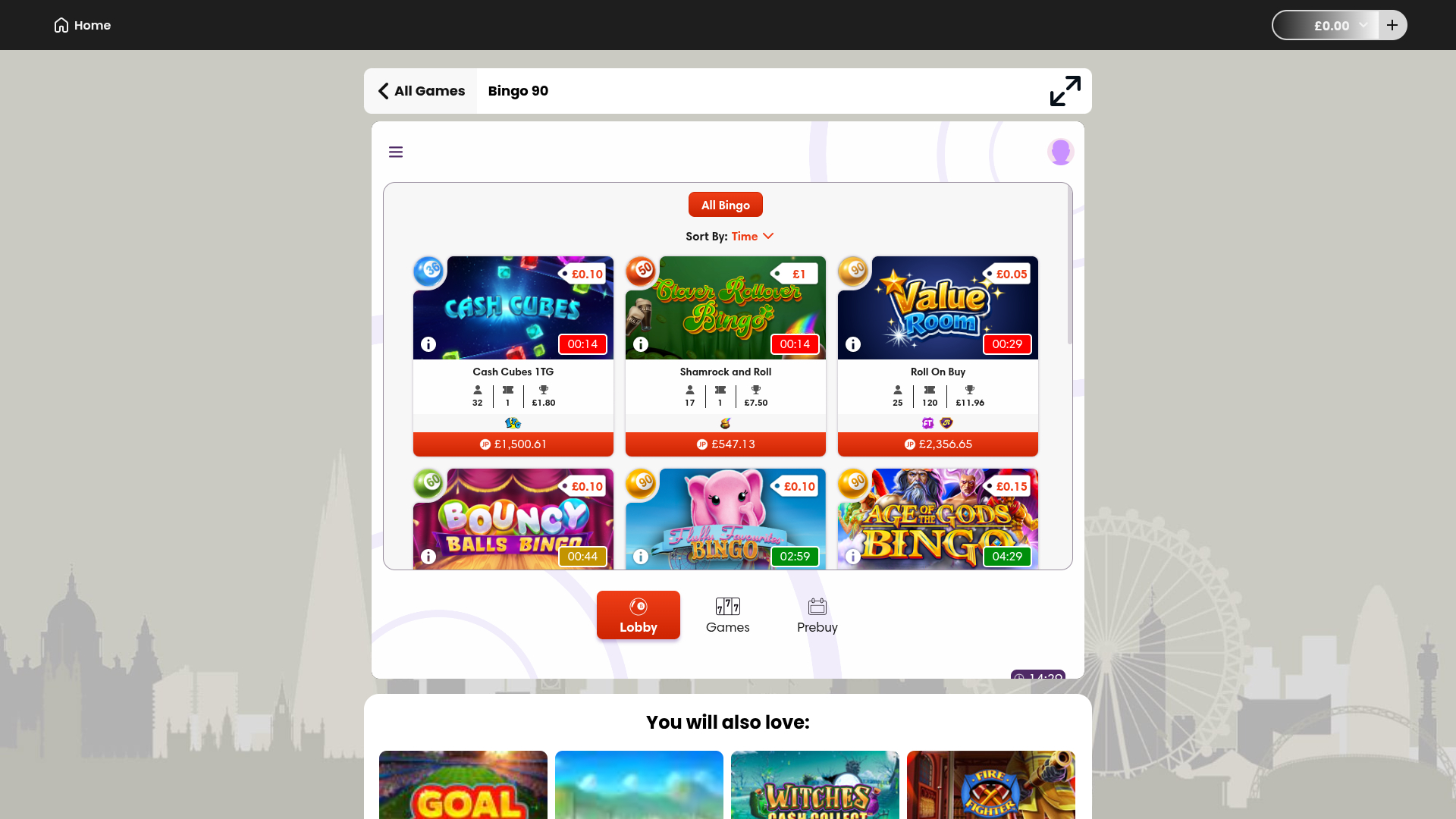 Desktop-Bingo von SlotsUK Casino