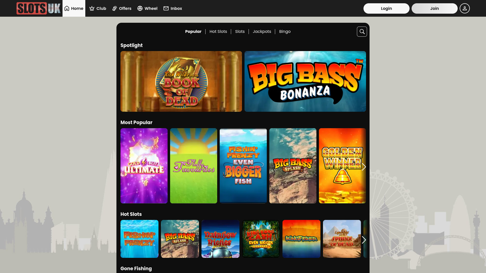 SlotsUK Casino Desktop-Spiele