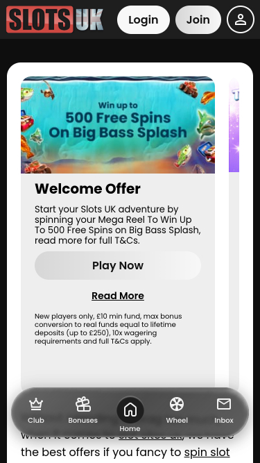 SlotsUK Casino Mobile-Aktionen