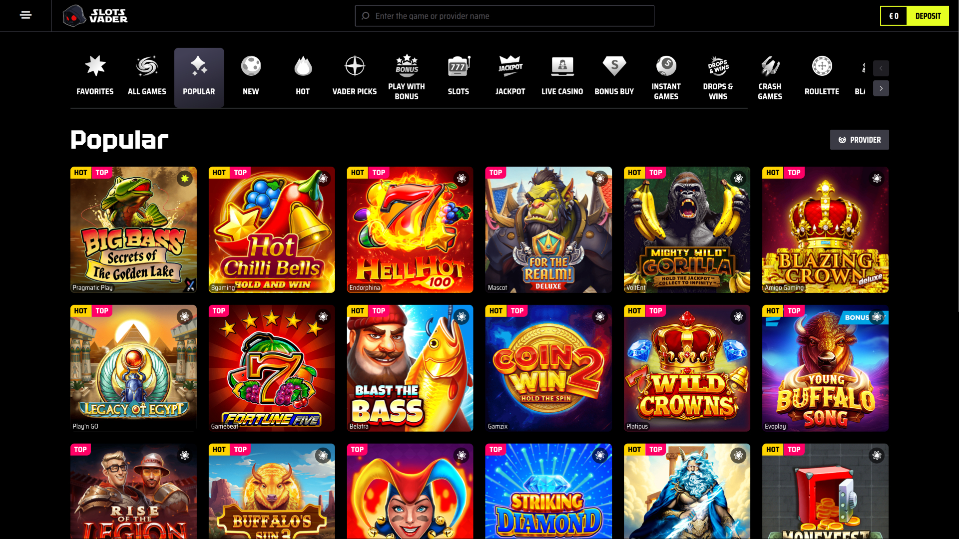 Jeux de casino SlotsVader pour ordinateur