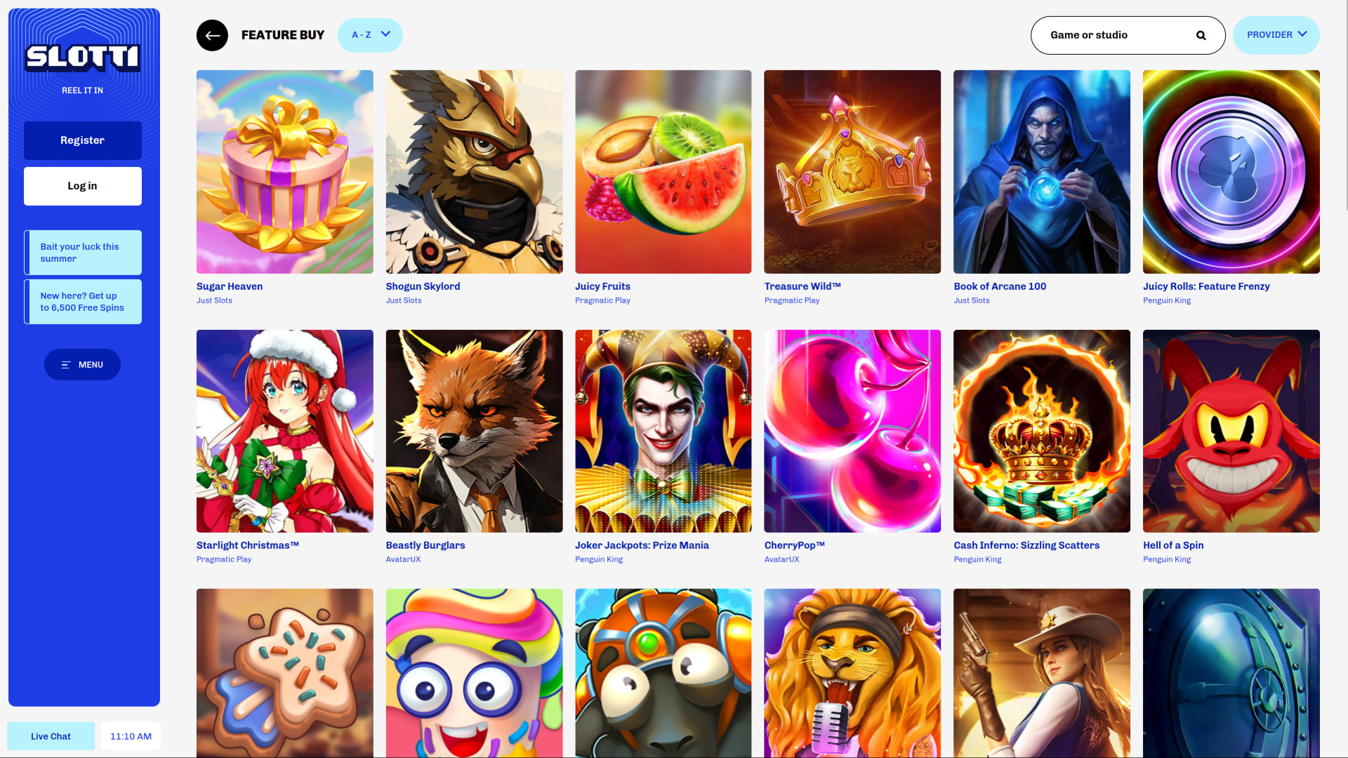 Compra de funciones de escritorio de Slotti Casino