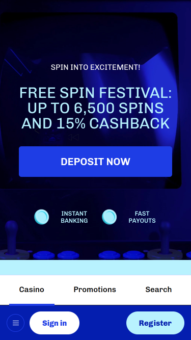 Página de inicio móvil de Slotti Casino