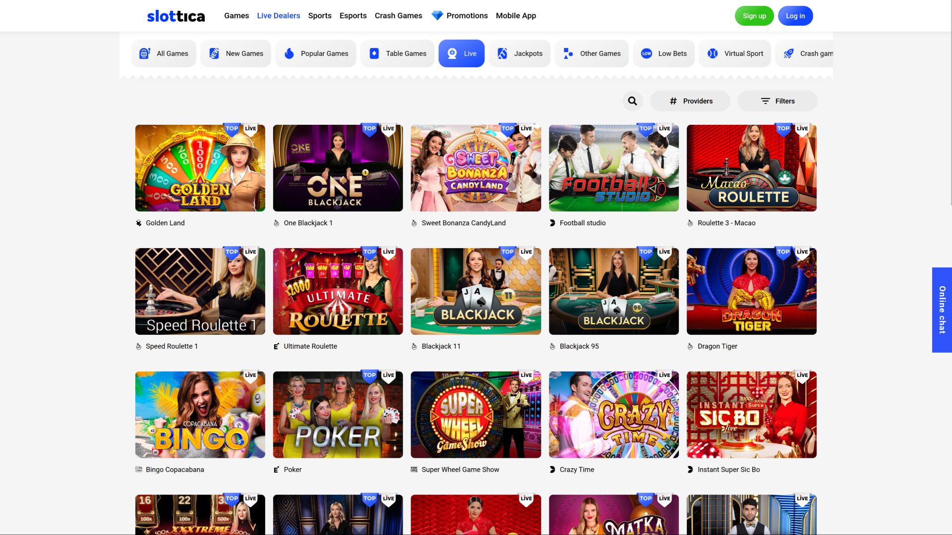 Croupier en direct sur bureau de Slottica Casino