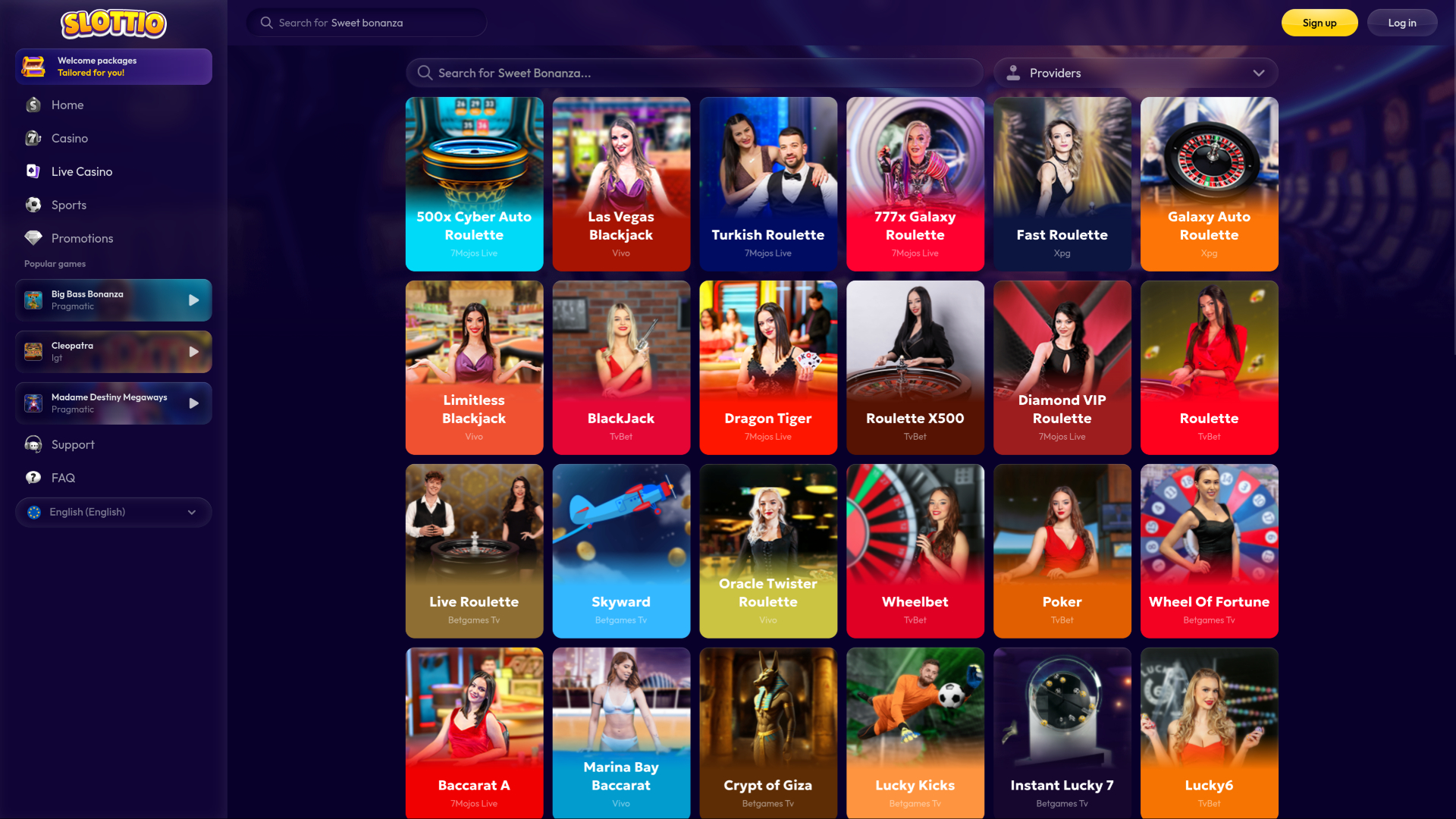 Crupier en vivo de escritorio de Slottio Casino