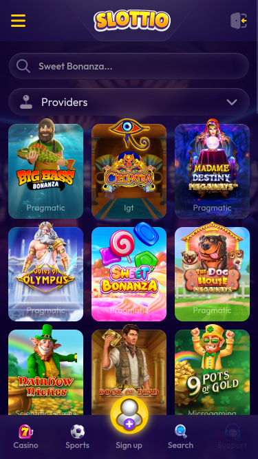 Juegos móviles de Slottio Casino