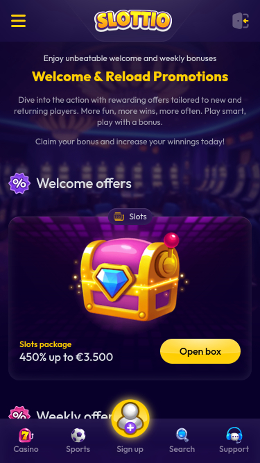 Promociones móviles de Slottio Casino