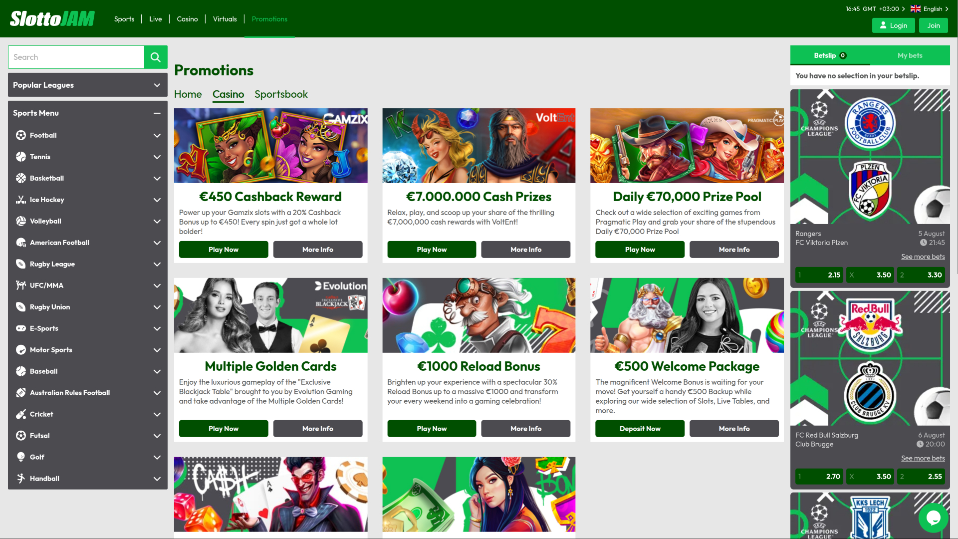 Promotions de bureau de SlottoJam Casino