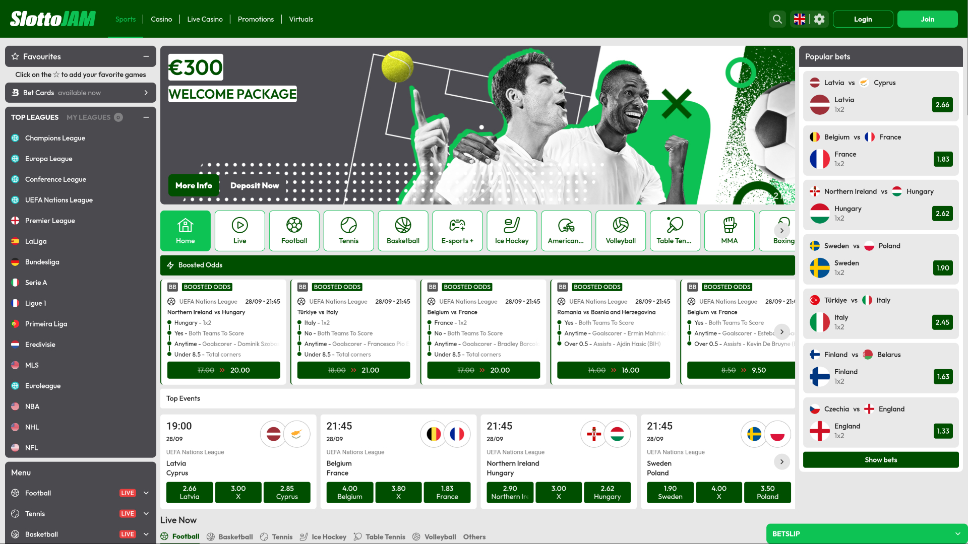 Sports de bureau de SlottoJam Casino