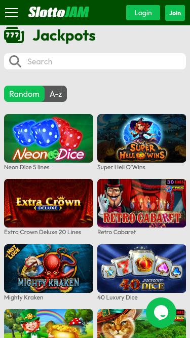 Jackpot mobile de SlottoJam Casino