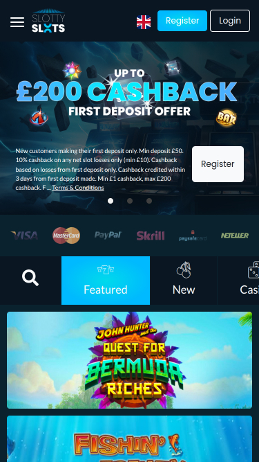 Slotty Slots Casino mobile Startseite