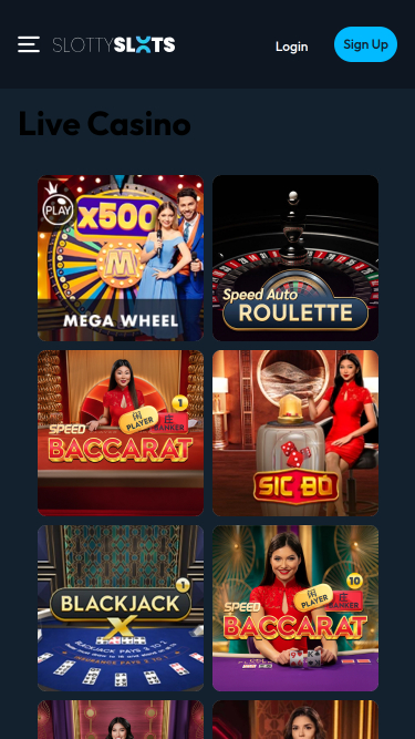 Slotty Slots Casino mobiler Live-Dealer