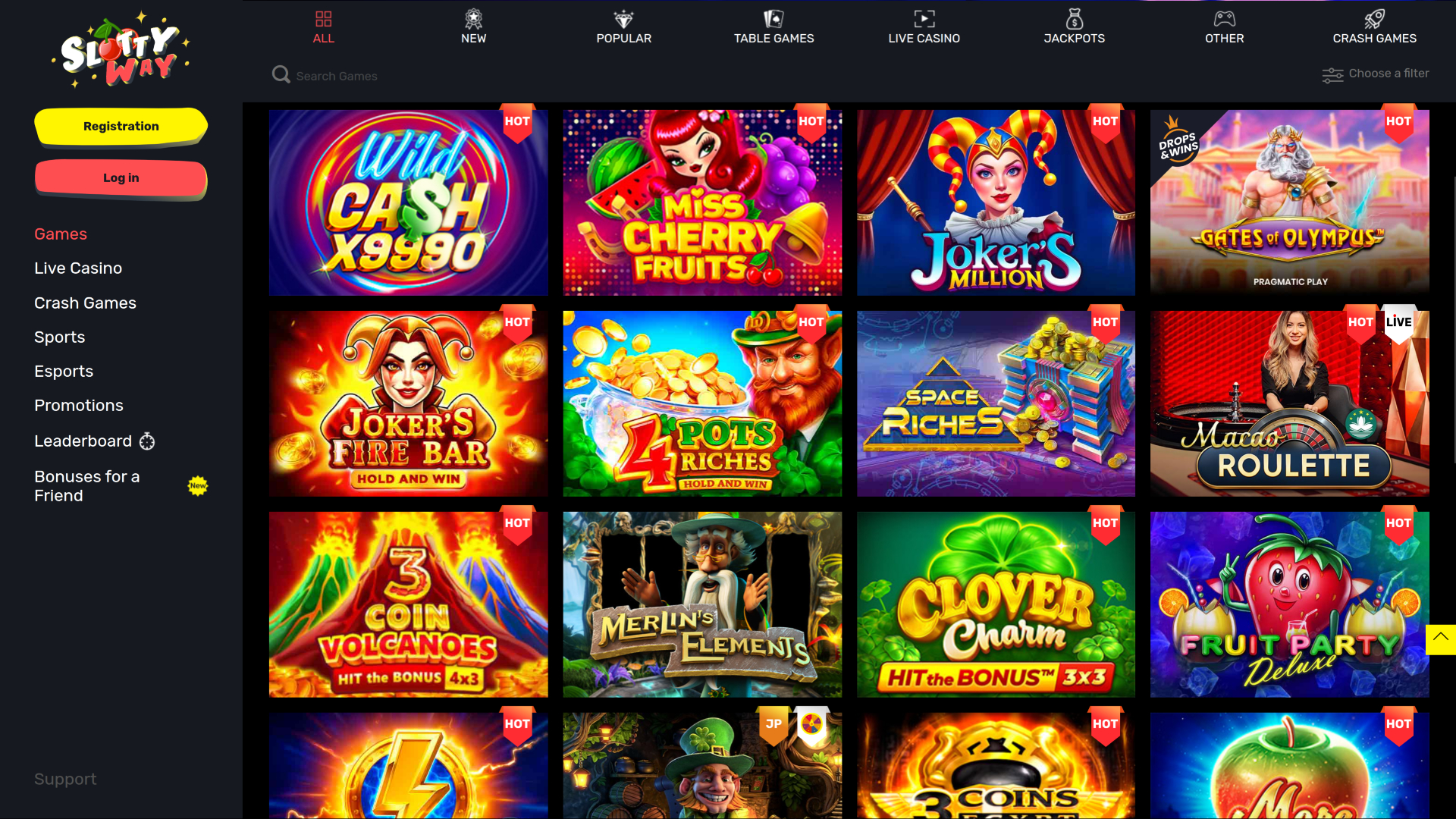 Juegos de escritorio de SlottyWay Casino