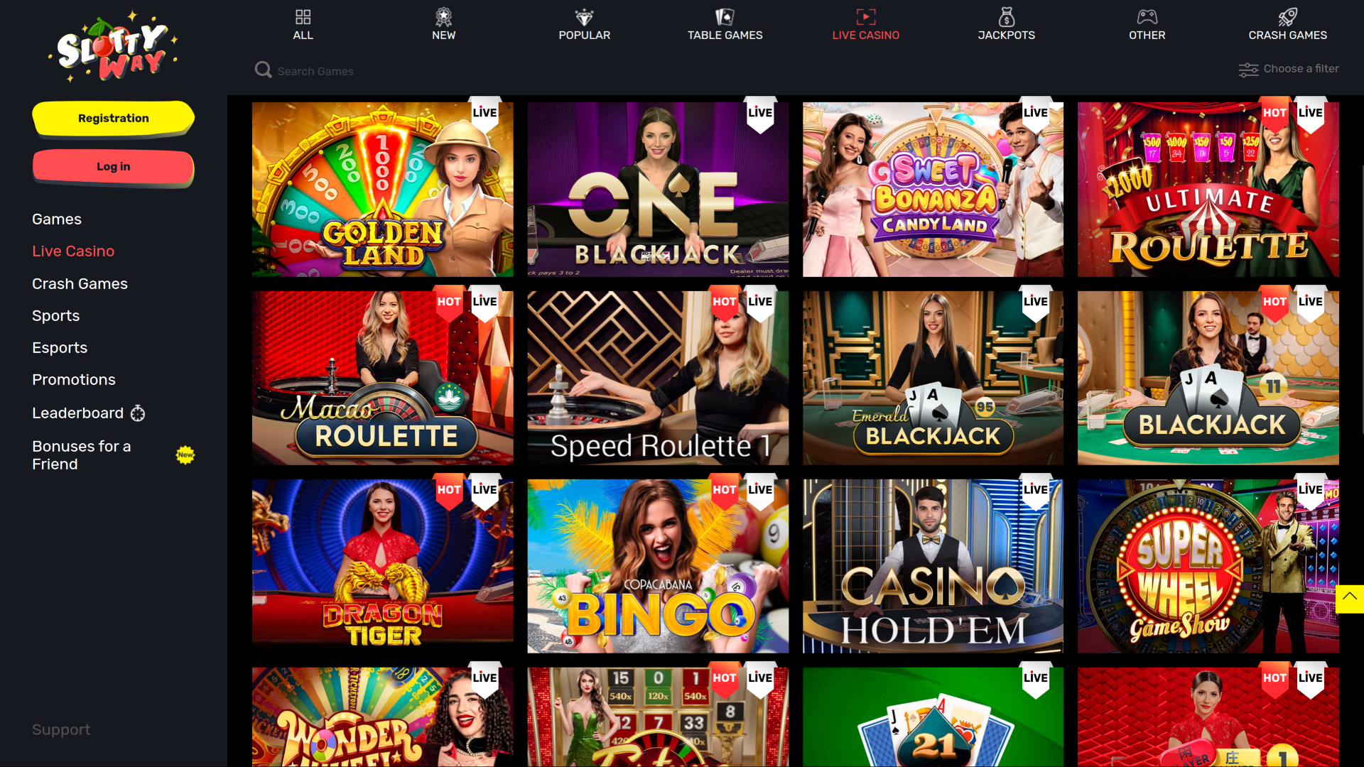 Crupier en vivo de escritorio de SlottyWay Casino