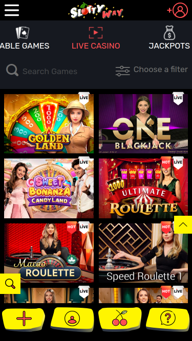 Crupier en vivo móvil de SlottyWay Casino