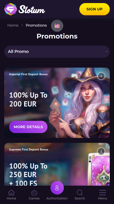 Мобильные акции Slotum Casino