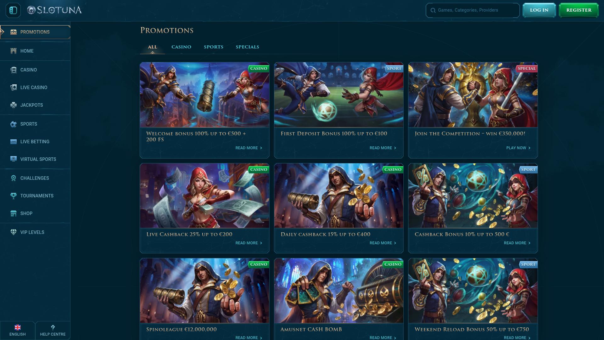 Slotuna Casino Desktop Promotions