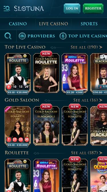 Slotuna Casino Mobile Live Dealer