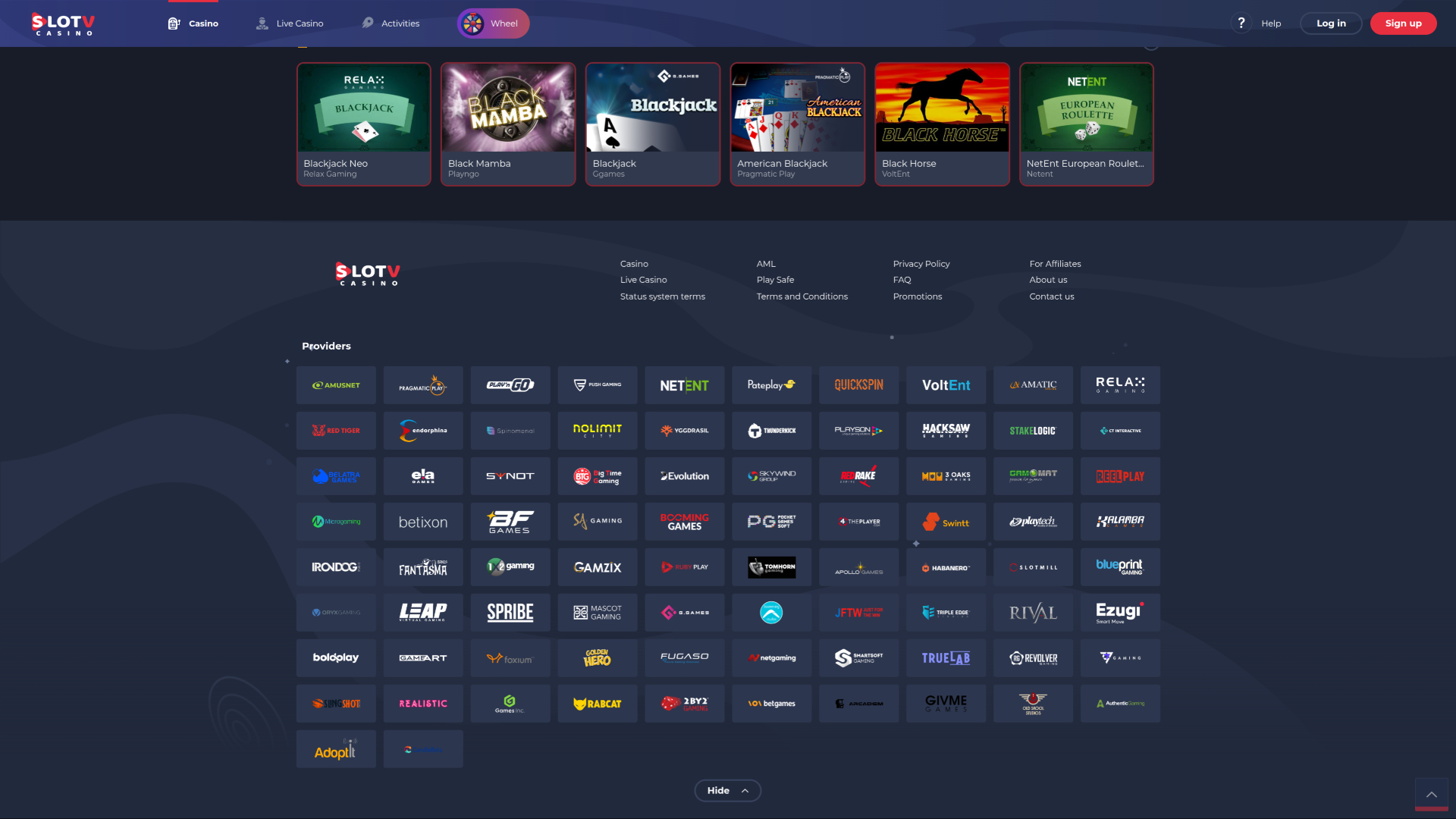 Développeurs de jeux de SlotV Casino sur ordinateur