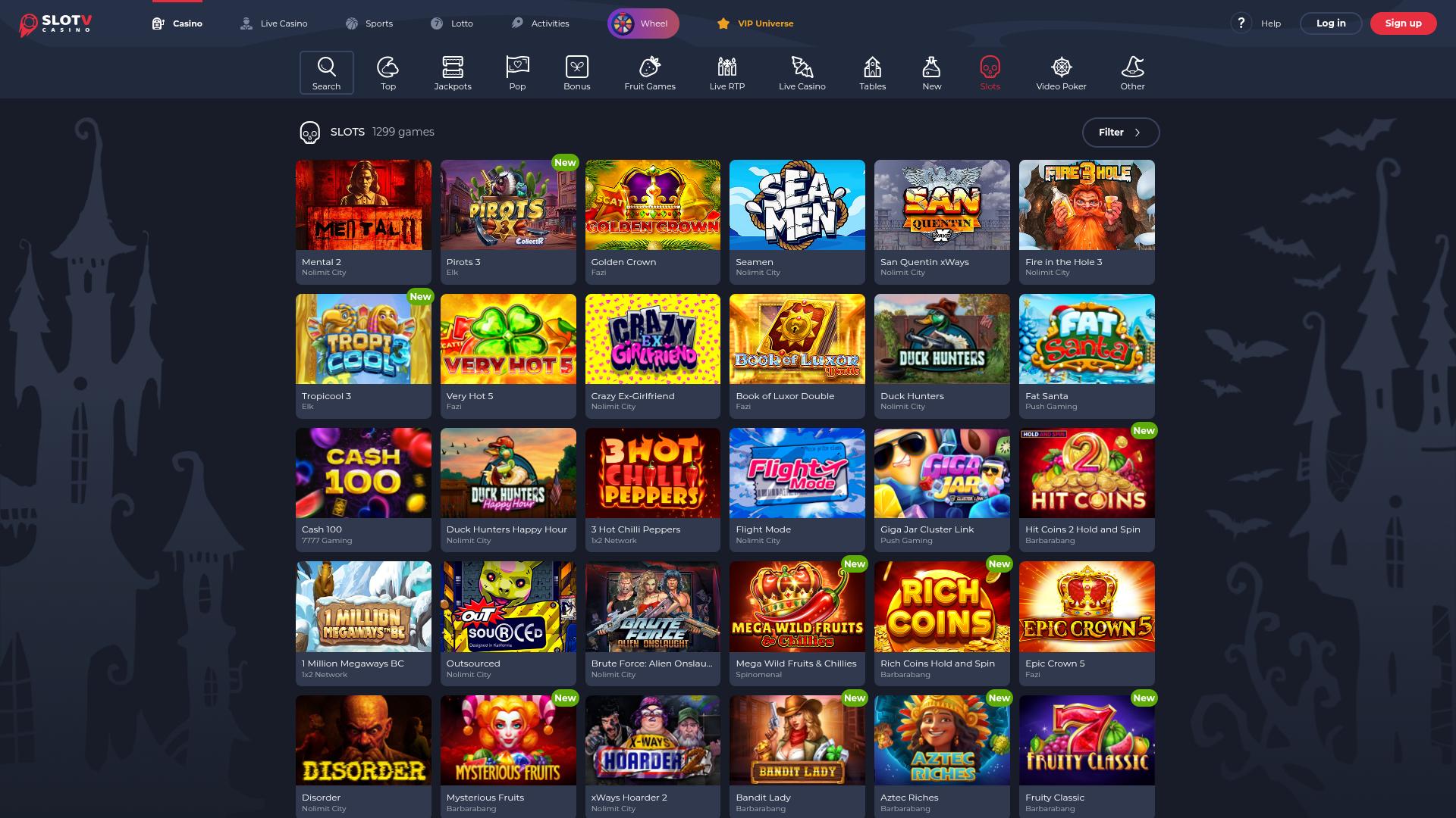 Juegos de escritorio de SlotV Casino