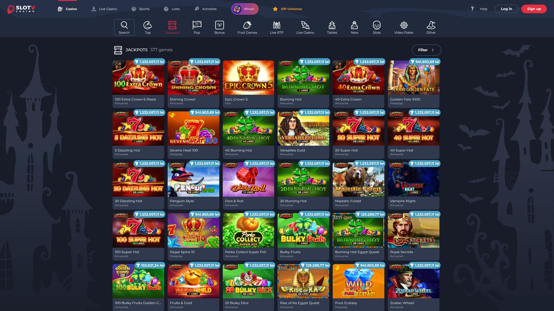 Jackpot de escritorio de SlotV Casino