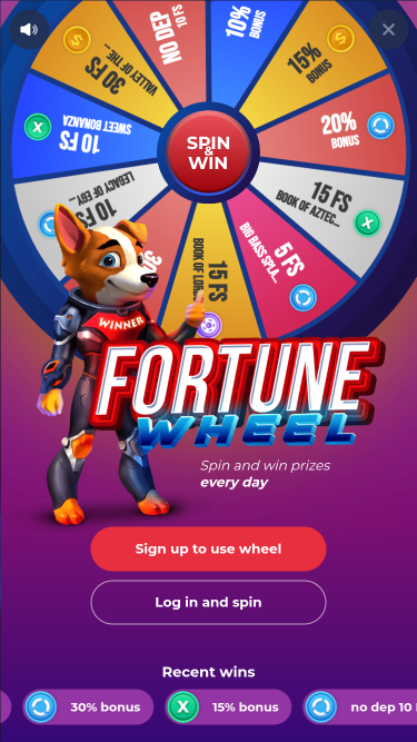 Roue de la fortune mobile de SlotV Casino