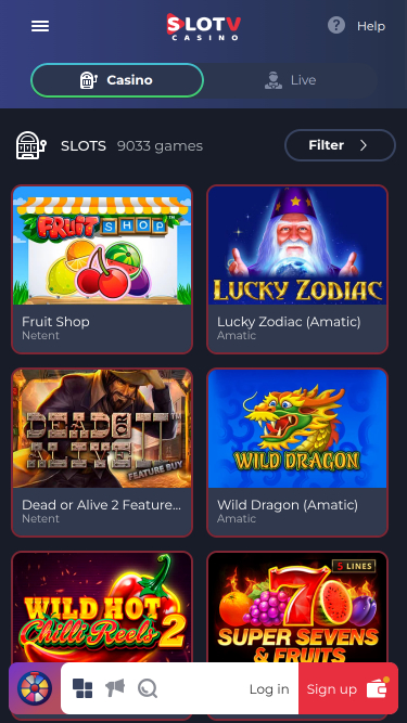 Jeux mobiles de SlotV Casino