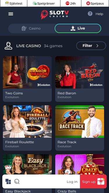 Crupier en vivo móvil de SlotV Casino