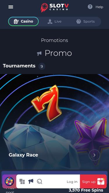 Promociones móviles del casino SlotV