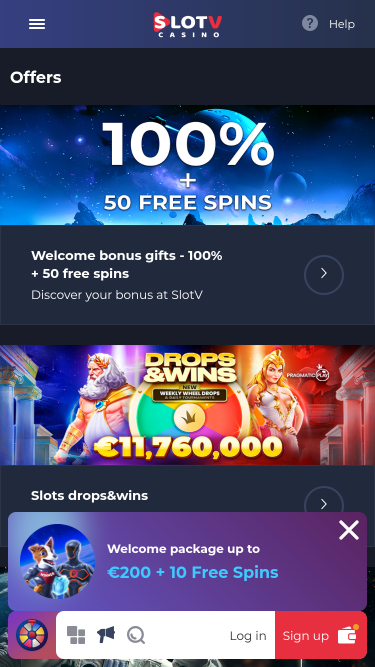 Promotions mobiles de SlotV Casino