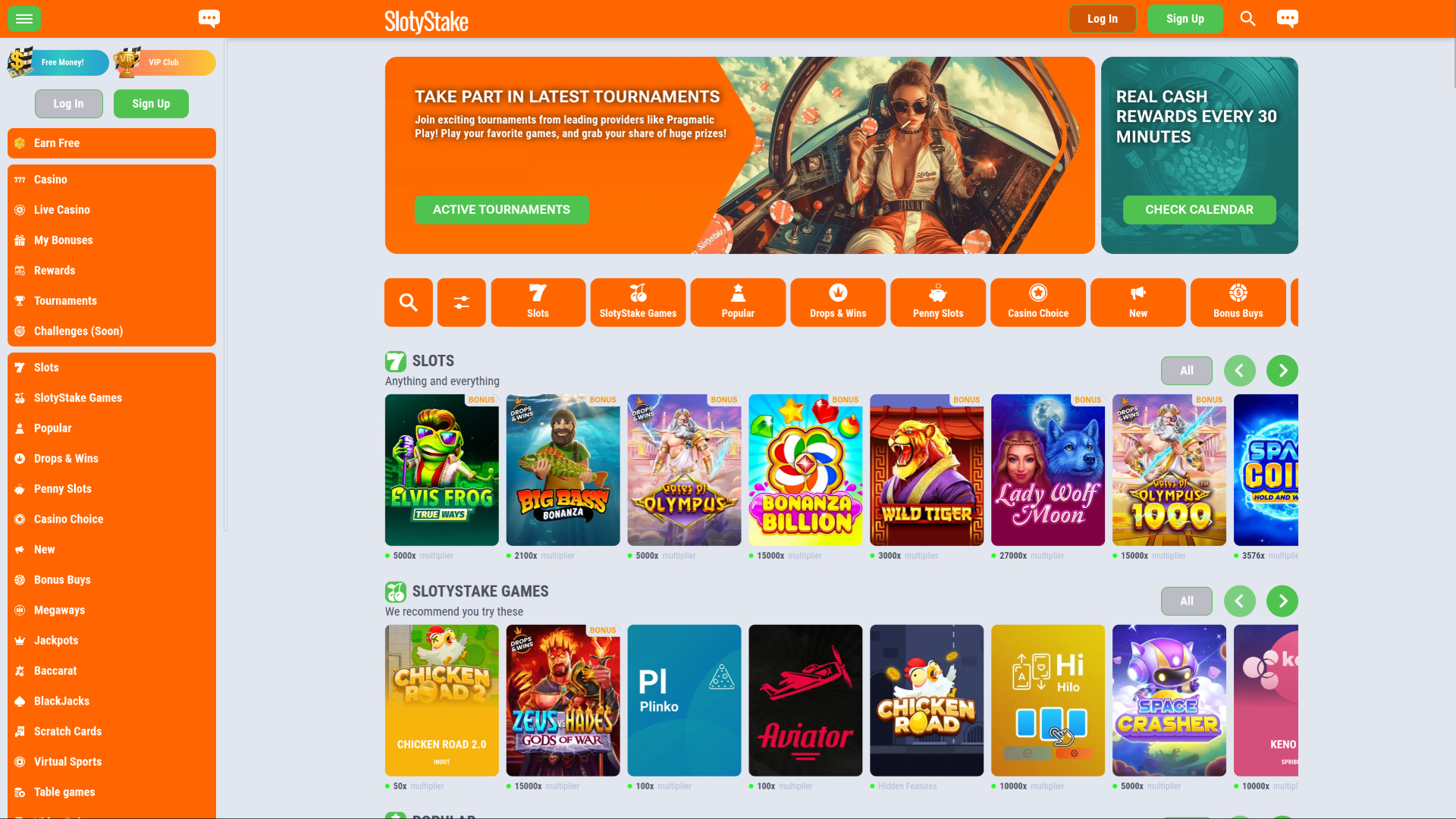 Homepage desktop di SlotyStake Casino
