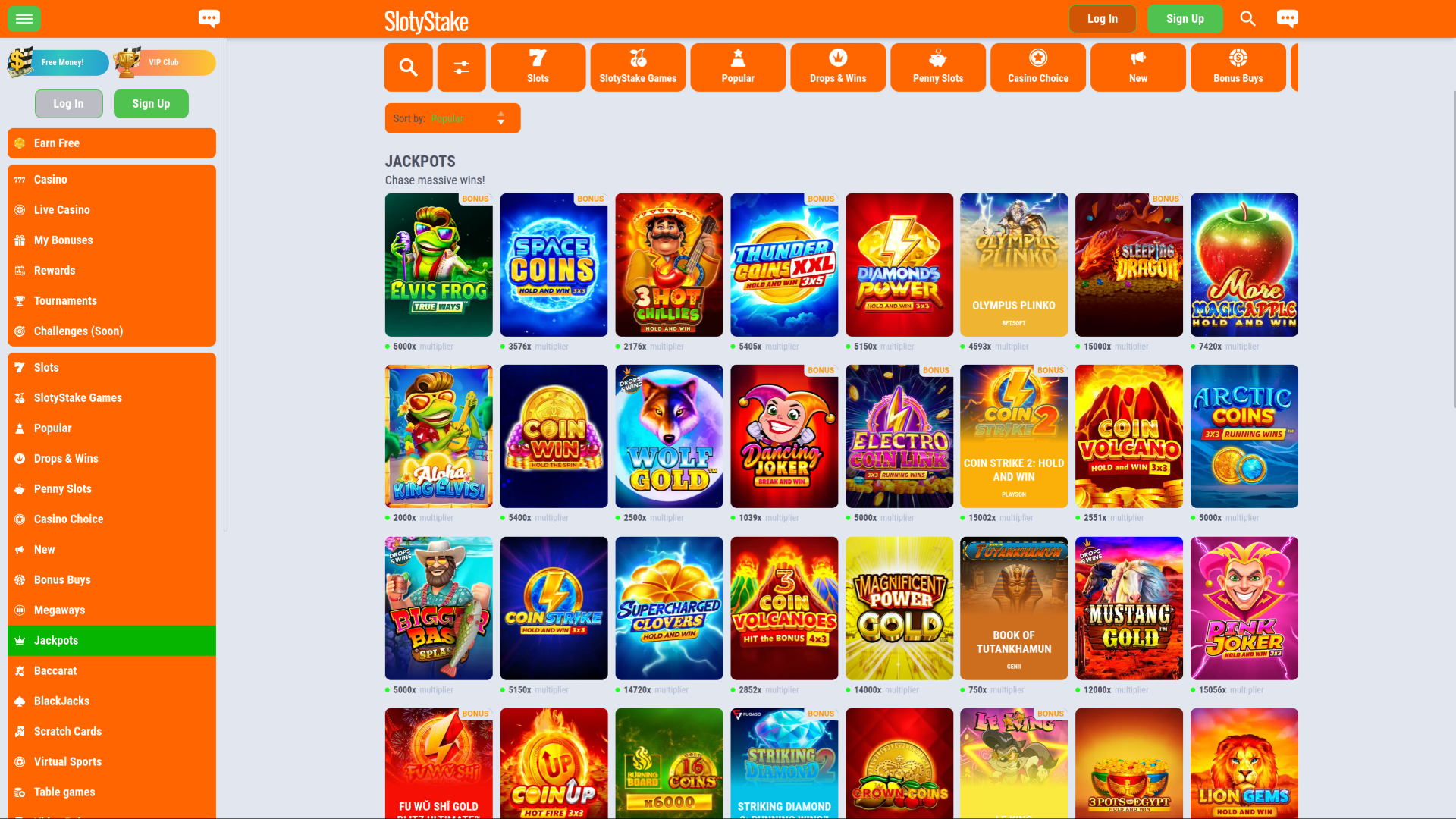 Jackpot desktop di SlotyStake Casino