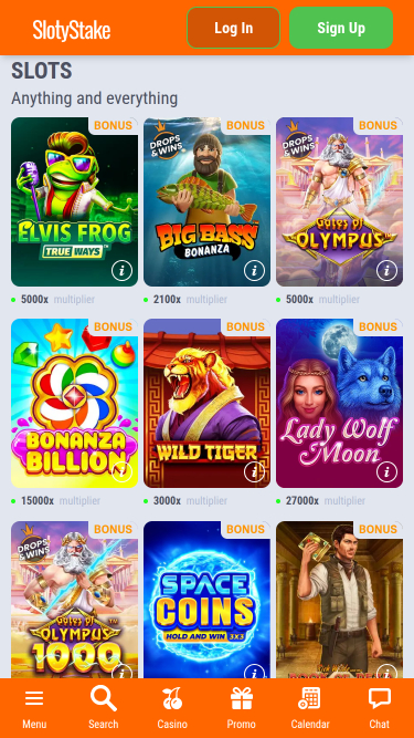Giochi mobile di SlotyStake Casino
